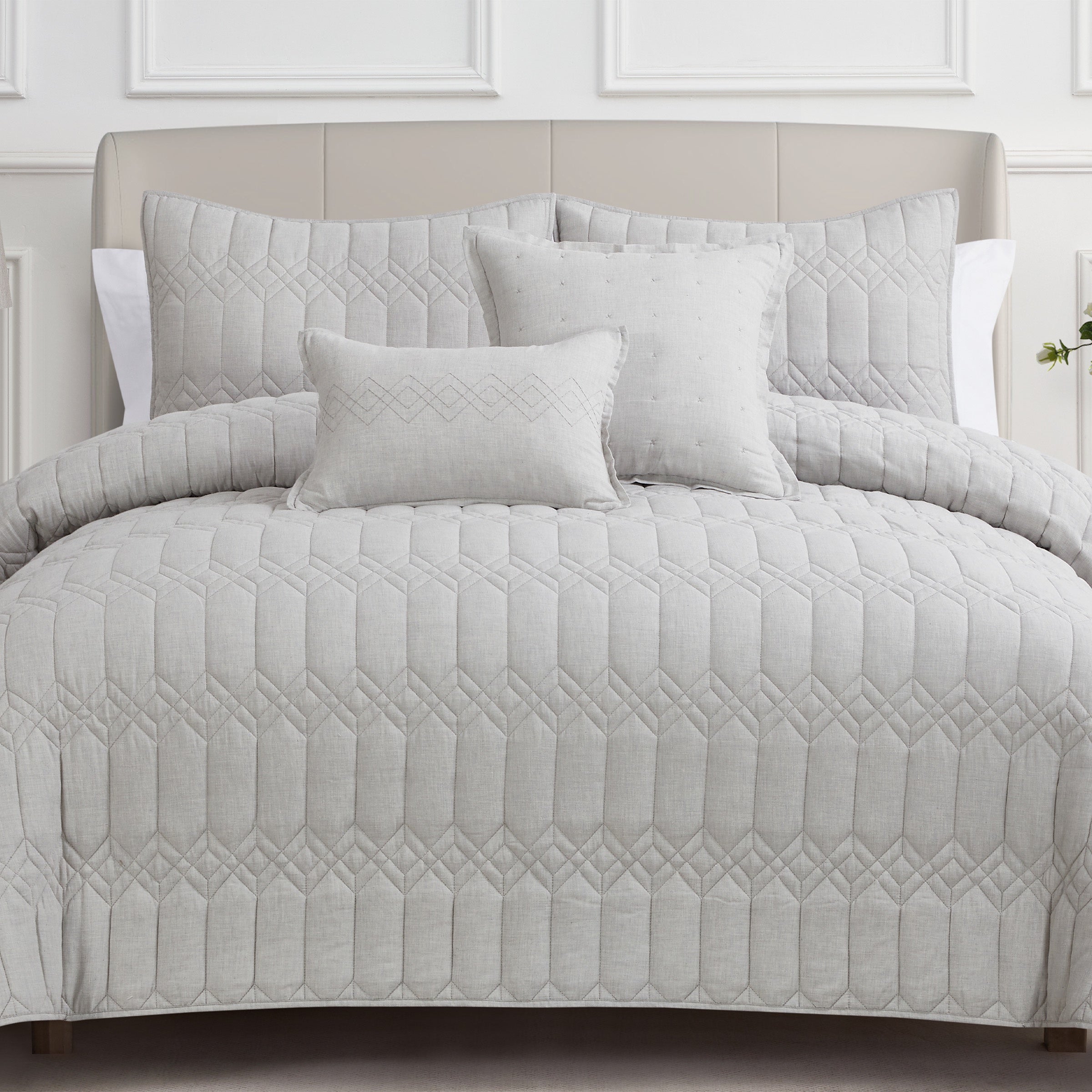 Harmonia Gray 3pc Quilt Set