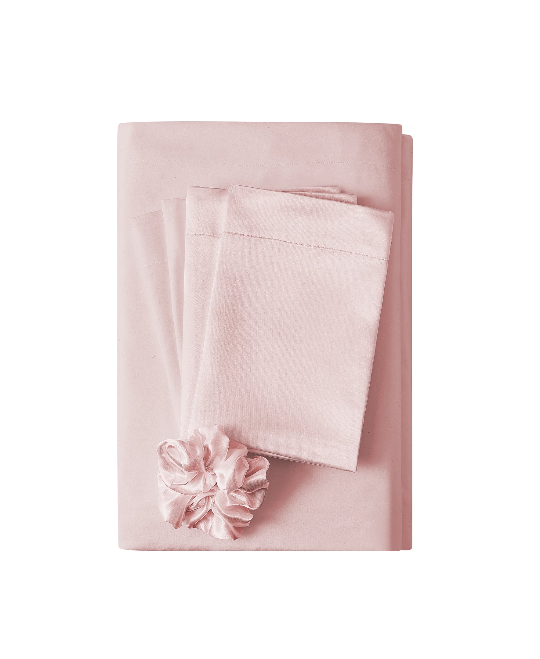 Blush Sheet Set with Satin Accessories