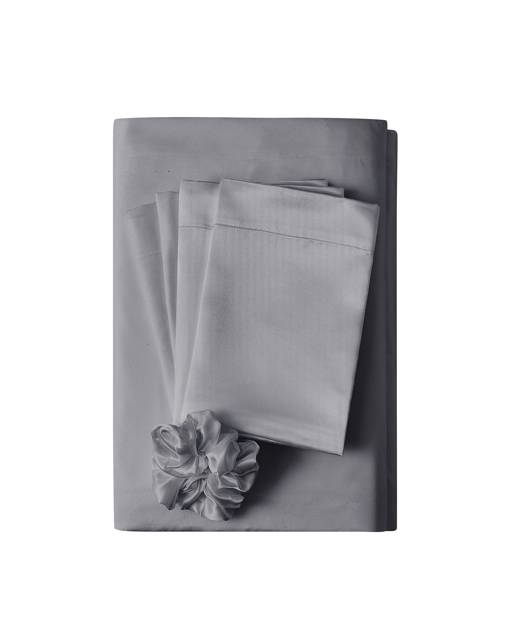 Silver Sheet Set with Satin Accessories