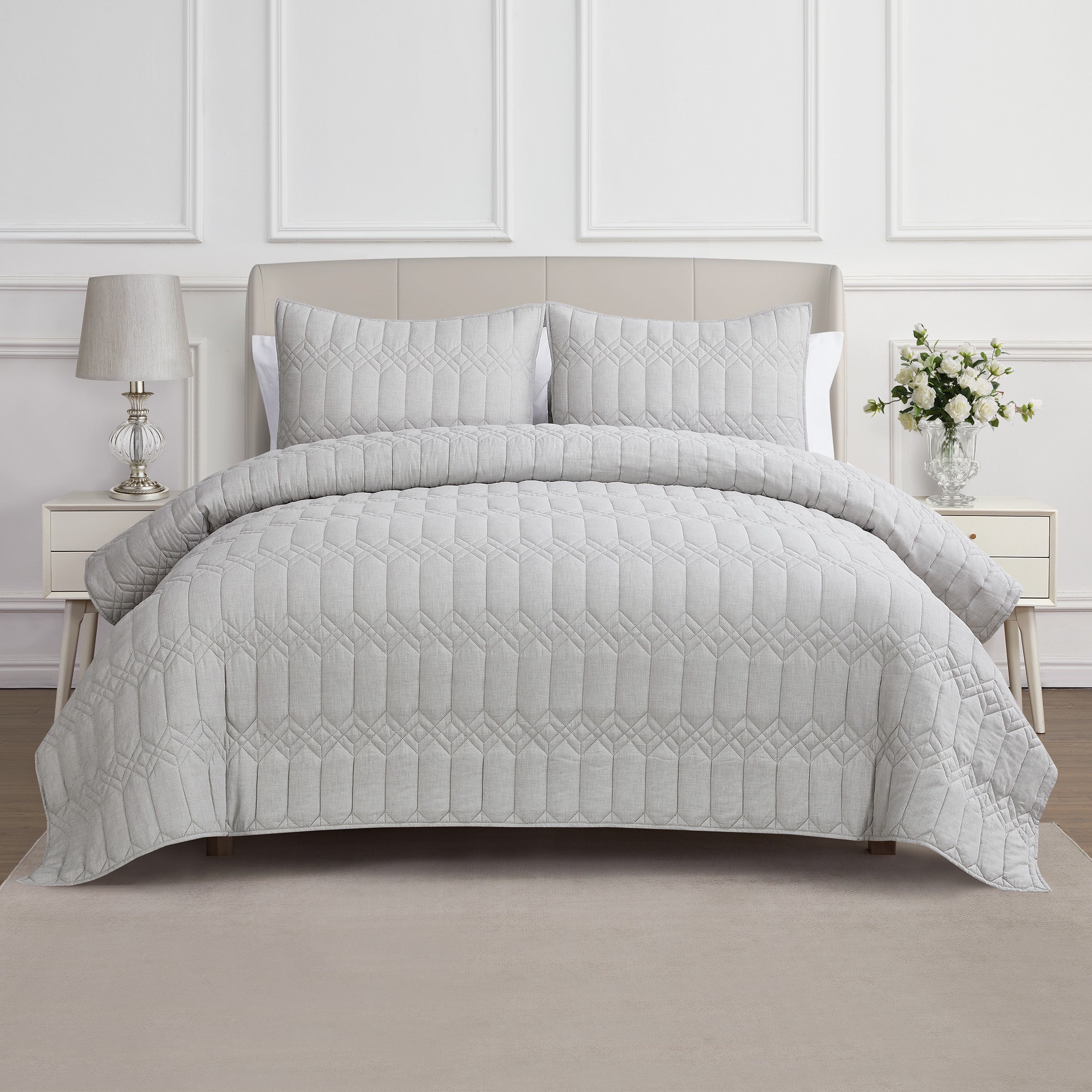 Harmonia Gray 3pc Quilt Set