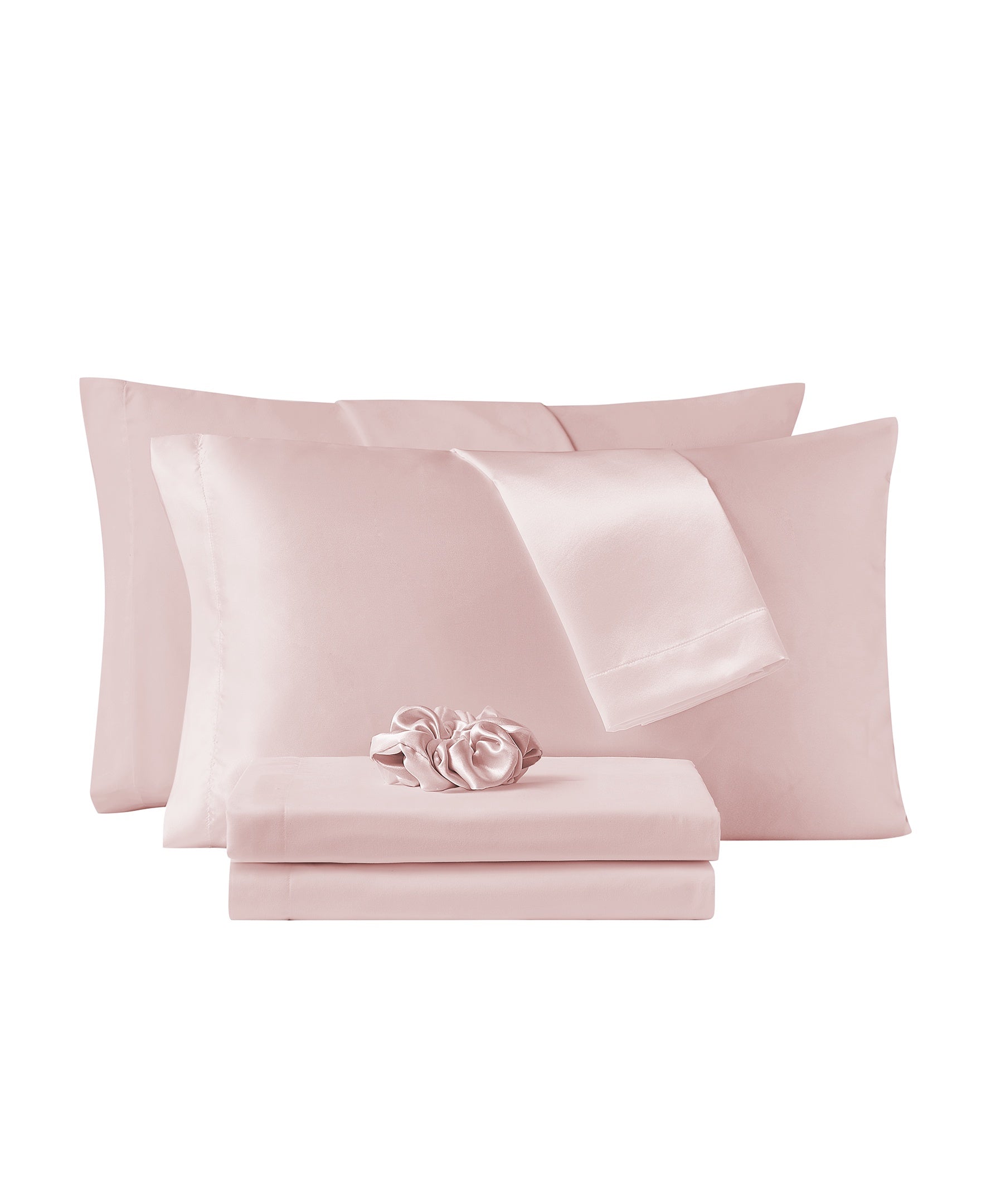 Blush Sheet Set with Satin Accessories