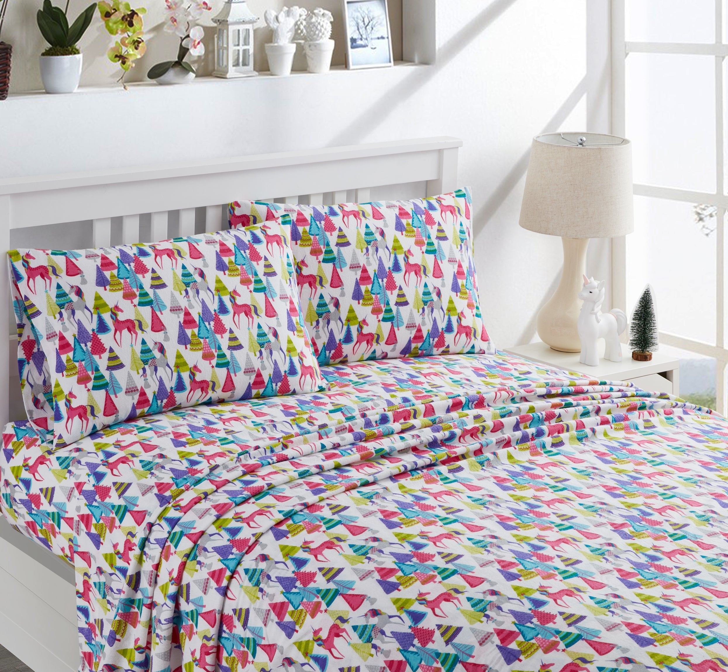 Unicorn Forest Turkish Cotton Flannel Sheet Set